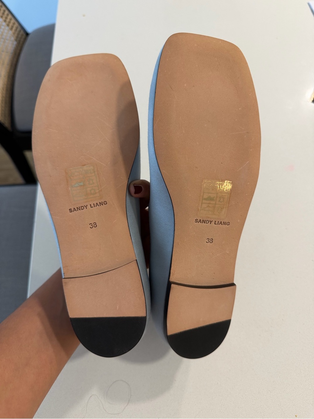 Sandy Liang blue Square-Toe Mary Jane Flats - Picture 3 of 4
